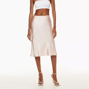 Aritzia Slip Midi Skirt Size 4 in Denude
